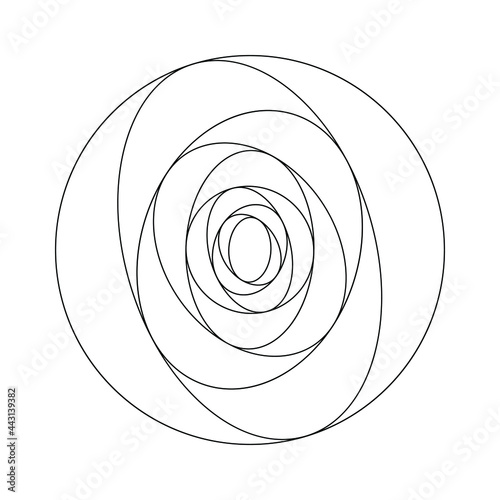 Black abstract lines in circle form. Vector illustration. Trendy design element for frame, logo, blackout tattoo, sign, banners, web, prints, posters, template, pattern and abstract background