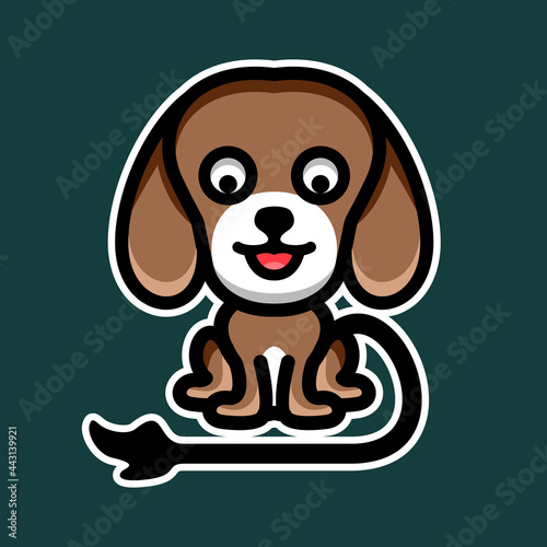 Vector Logo Design Mascot Cartoon Shaped Dog Sitting