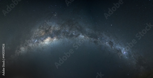 Foto Milky Way arch panorama isolated
