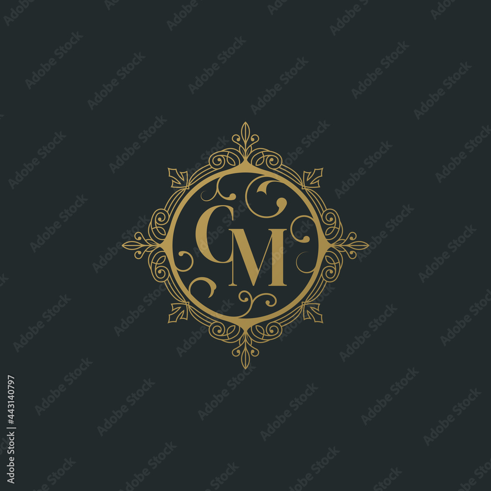 Artistic letter C and M letters vector logo design