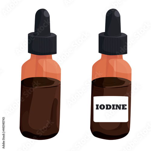 jar of iodine isolated on white background. medicines. first aid kit. treatment of abrasions and wounds. disinfection. iodine. vector flat.