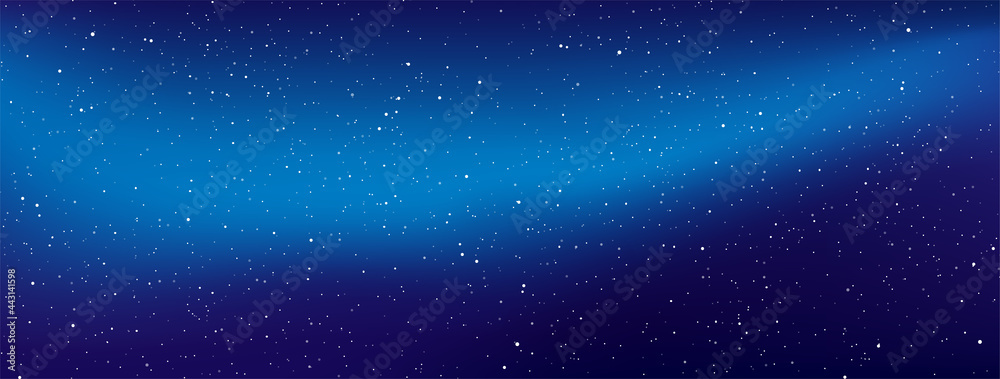 Astrology horizontal star universe background. The night with nebula in the cosmos. Milky way galaxy in the infinity space. Starry night with shiny stars in the gradient sky. Vector illustration.