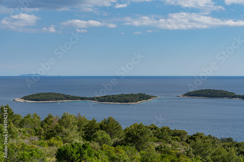 Small Croatian forested islets near the island of Hvar seen from above