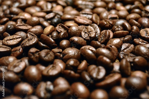 Roasted coffee. Roasted coffee beans. Background