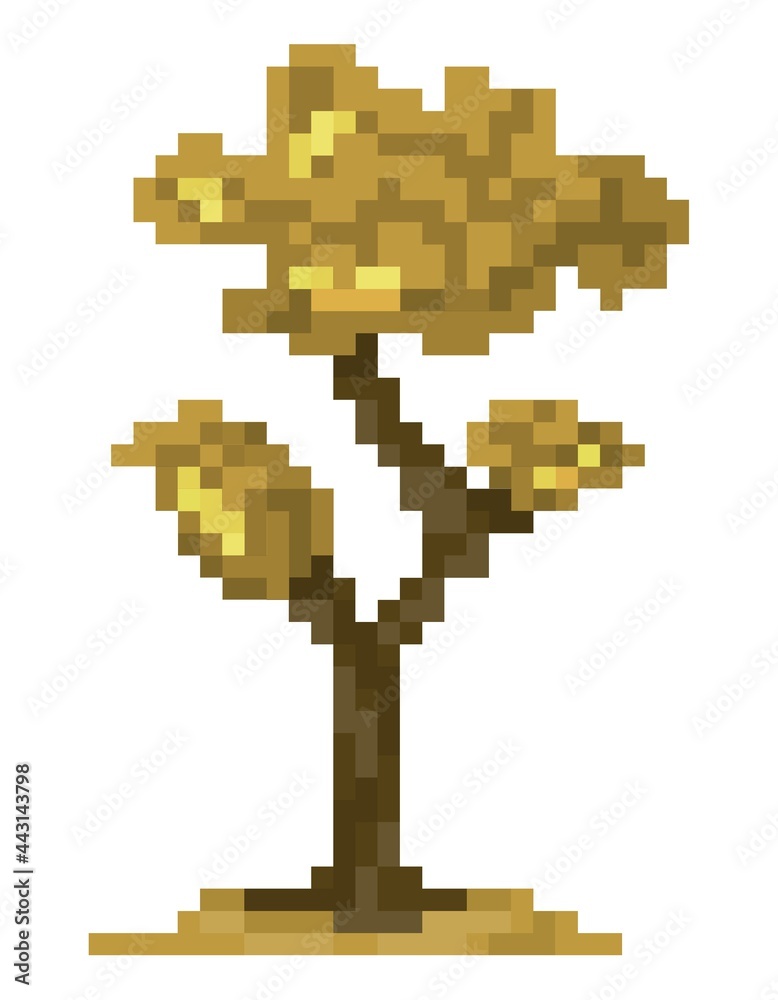Tree fall pixel art icon concept game retro