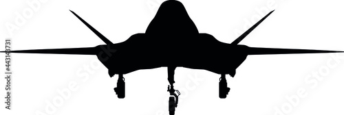 USAF US Air Force army military stealth multirole combat aircraft YF-23 Black Widow II Advanced Tactical Fighter plane Jet. Detailed vector illustration realistic silhouette