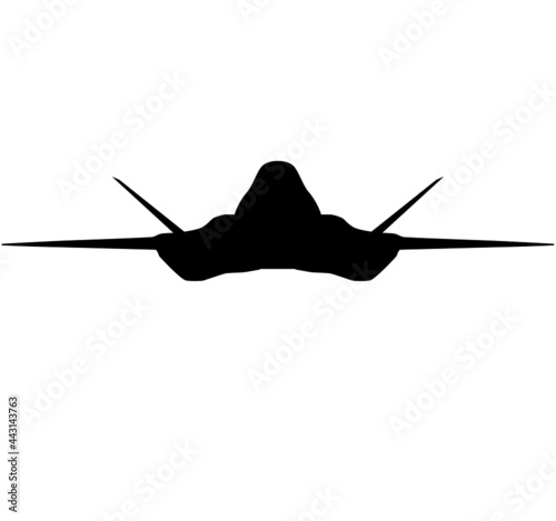 USAF US Air Force army military stealth multirole combat aircraft YF-23 Black Widow II Advanced Tactical Fighter plane Jet. Detailed vector illustration realistic silhouette