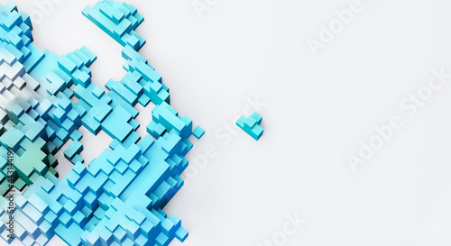 3D rendering cubes. Sci - Fi, Voxel colourful abstract background Business and technology concept with space for text