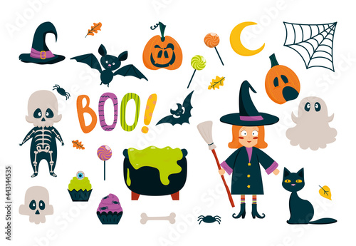 Halloween element set. Isolated vector illustration
