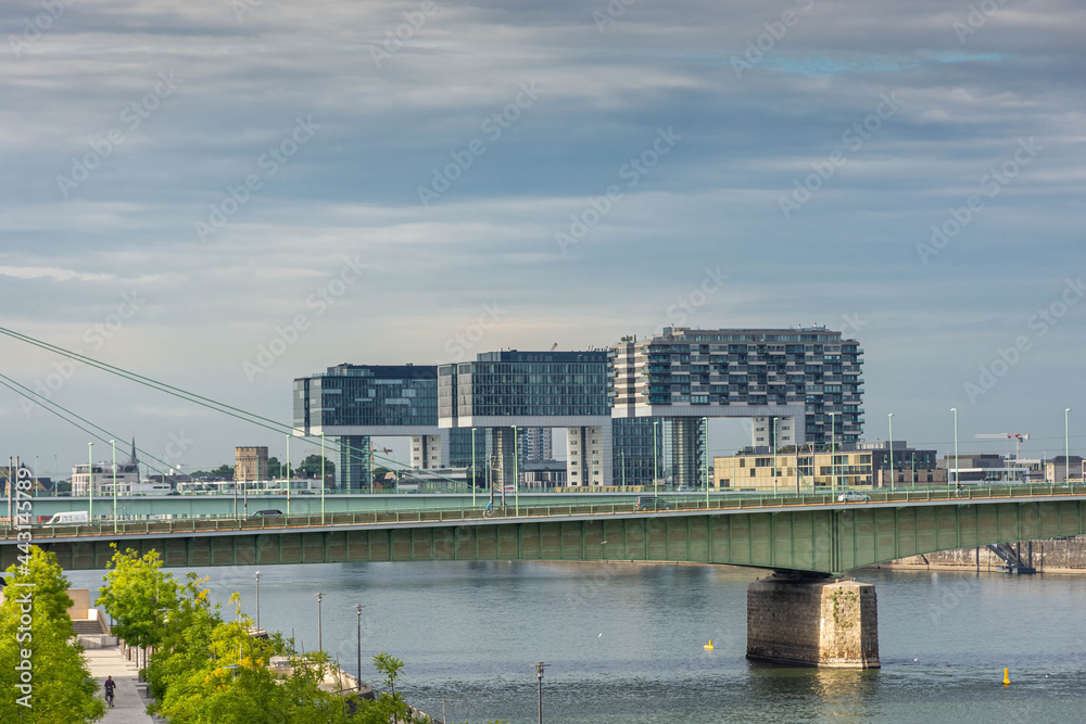 Fototapeta premium COLOGNE, GERMANY, 23 JULY 2020 Modern architecture on the riverbanks
