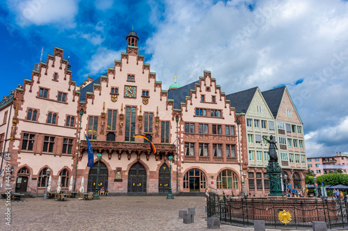 FRANKFURT, GERMANY, 25 JULY 2020 Beautiful half-timbered houses and architecture in the main square of the historic center