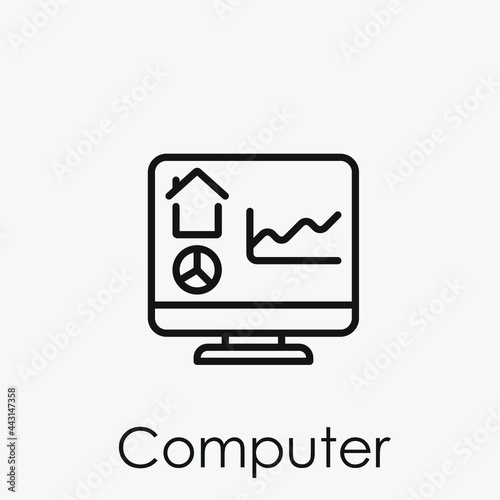 Computer vector icon. Editable stroke. Symbol in Line Art Style for Design, Presentation, Website or Apps Elements, Logo. Pixel vector graphics - Vector
