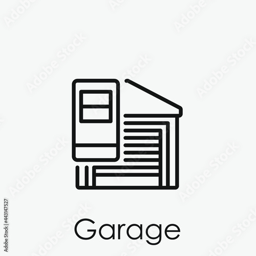 Garage vector icon. Editable stroke. Symbol in Line Art Style for Design, Presentation, Website or Apps Elements, Logo. Pixel vector graphics - Vector