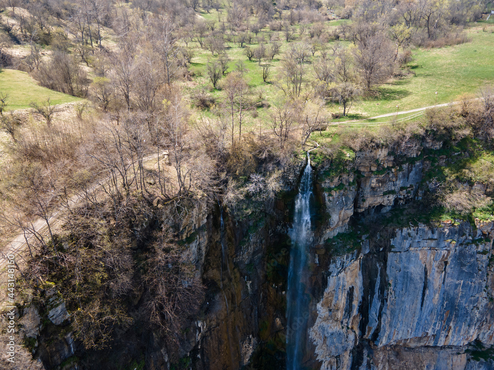 Aerial view of Skaklya Waterfall near village of Zasele, Bulgaria Aerial view of Skaklya Waterfall near village of Zasele, Bulgaria