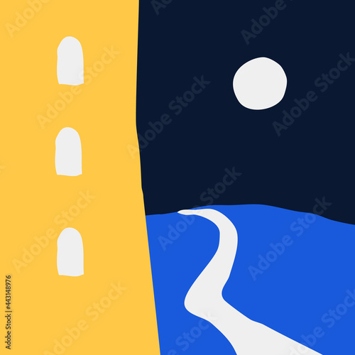 Vector abstract minimalistic landscape. Template for polygraphy, web-design, prints