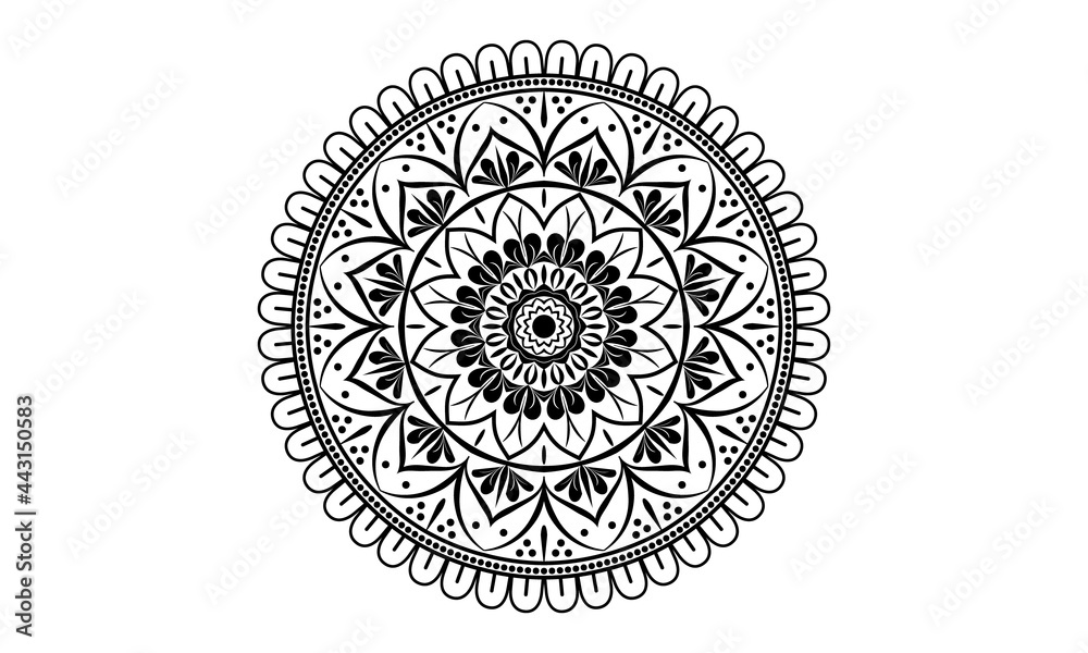 Black Mandala for Design | Mandala Circular pattern design for Henna, Mehndi, tattoo, decoration.
Decorative ornament in ethnic oriental style. Coloring book page.