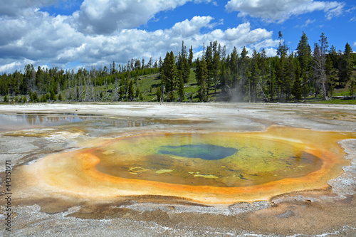 chromatic pool on a sunny summer day in the upper geyser basin, yellowstone national park, wyoming