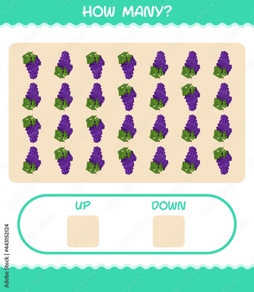 How many cartoon grape. Counting game. Educational game for pre shool years kids and toddlers How many cartoon grape. Counting game. Educational game for pre shool years kids and toddlers