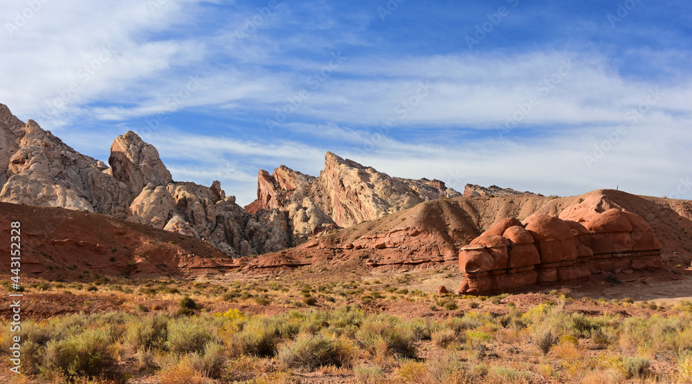 red rock formations and the spectacular geological uplift of the san rafael swell anticline on a sunny fall day, west of green river, utah red rock formations and the spectacular geological uplift of the san rafael swell anticline on a sunny fall day, west of green river, utah