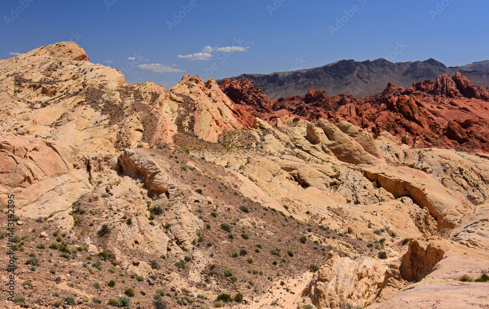 the spectacular, eroded sandstone rock formations and desert landscape of valley of fire state park, near overton, nevada