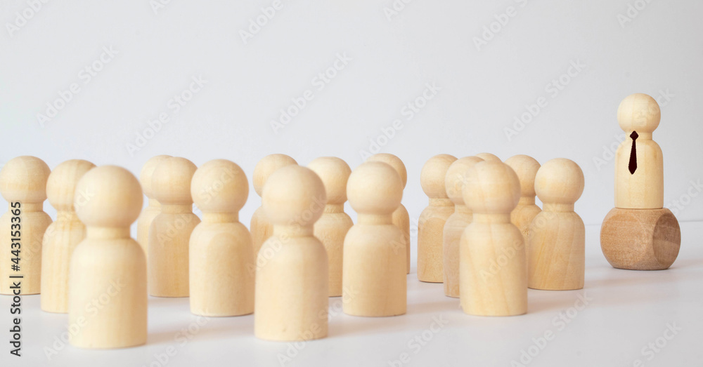 wooden blocks of people silhouettes, Wooden silhouettes. The leader wooden blocks of people silhouettes, Wooden silhouettes. The leader