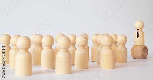 wooden blocks of people silhouettes, Wooden silhouettes. The leader