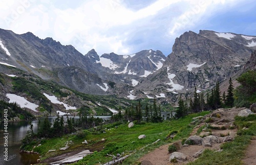 spectacular navajo, arapahoe, and shoshone peaks  and the trail along  isabelle lake in summer  in the indian peaks wilderness area, near nederland, colorado © Nina