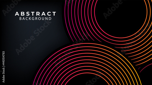 dark circle abstract background with black overlap layers. Texture with gradient line element decoration.