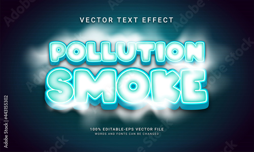 Pollution smoke editable text effect with blue color theme