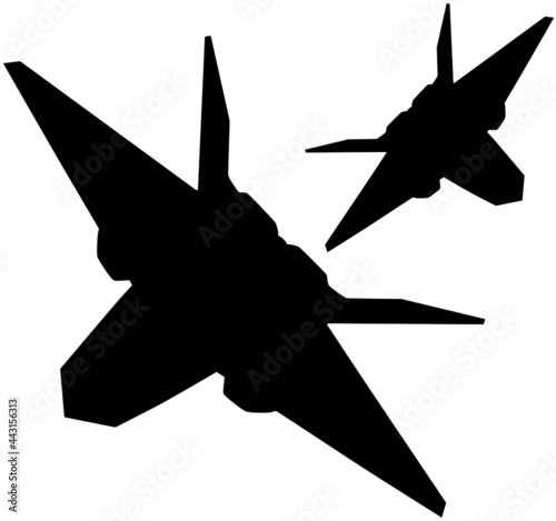 USAF US Air Force army military stealth multirole combat aircraft YF-23 Black Widow II Tactical Fighter plane Jet. Detailed vector illustration realistic silhouette