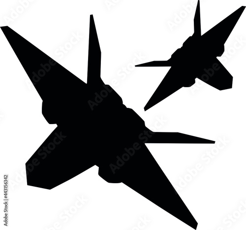 USAF US Air Force army military stealth multirole combat aircraft YF-23 Black Widow II Tactical Fighter plane Jet. Detailed vector illustration realistic silhouette