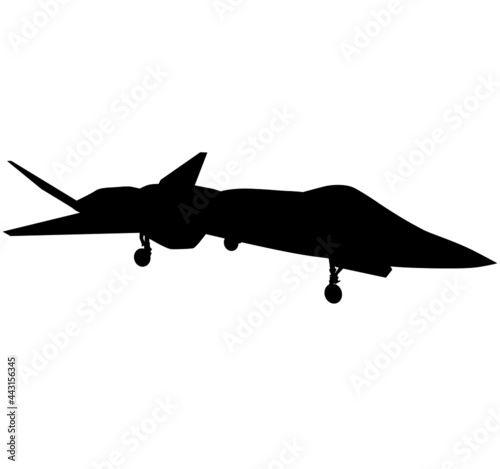 USAF US Air Force army military stealth multirole combat aircraft YF-23 Black Widow II Tactical Fighter plane Jet. Detailed vector illustration realistic silhouette