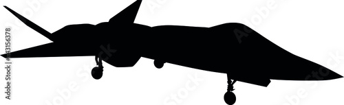 USAF US Air Force army military stealth multirole combat aircraft YF-23 Black Widow II Tactical Fighter plane Jet. Detailed vector illustration realistic silhouette