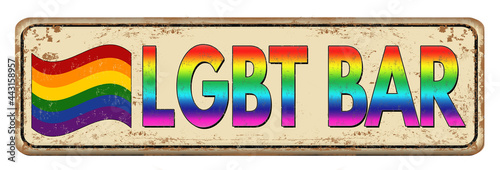 LGBT bar vintage rusty metal sign