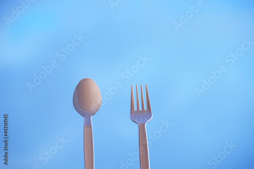 Close up of plastic fork and spoon