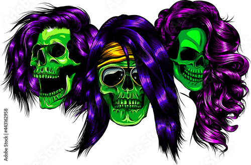 vector illustration of woman skulls design art