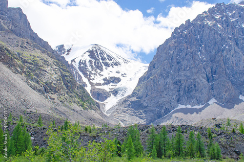 Mount Altai landscape glacier to Aktru Russia 