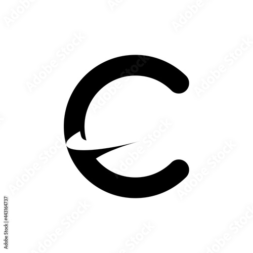 C planet logo in negative space