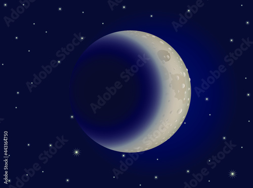 Half moon on space background vector