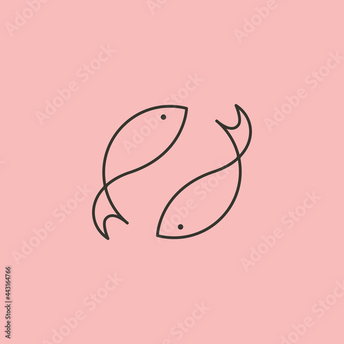 simple fish line art logo vector symbol illustration design
