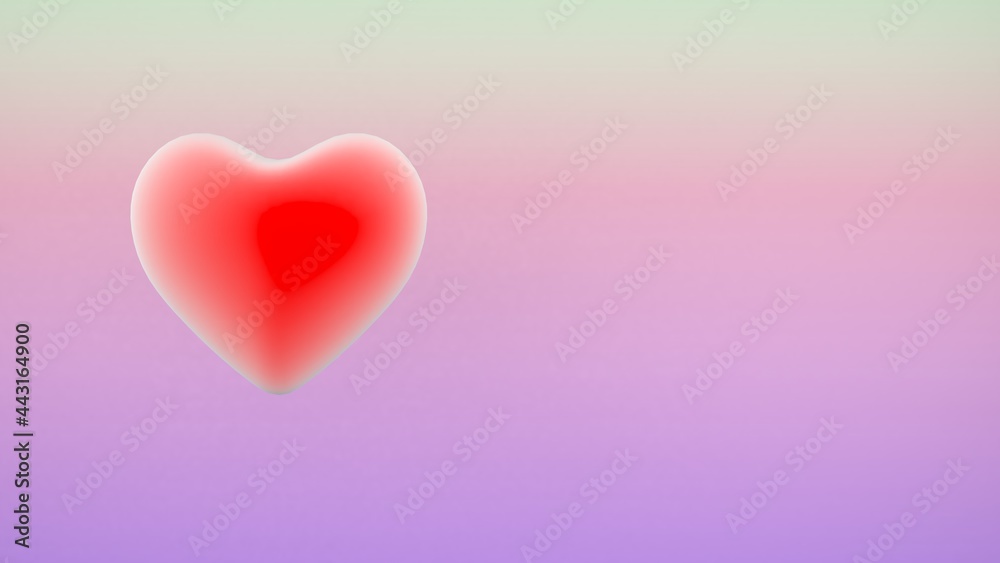 Heart shape on a gradient background,3D render