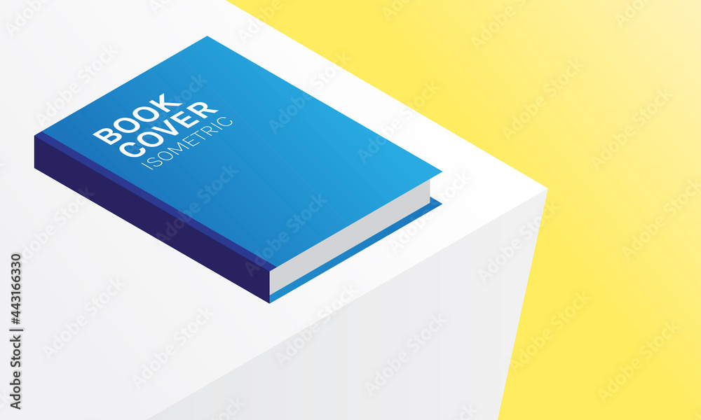 Book Cover Isometric Mockup Vector on the Table