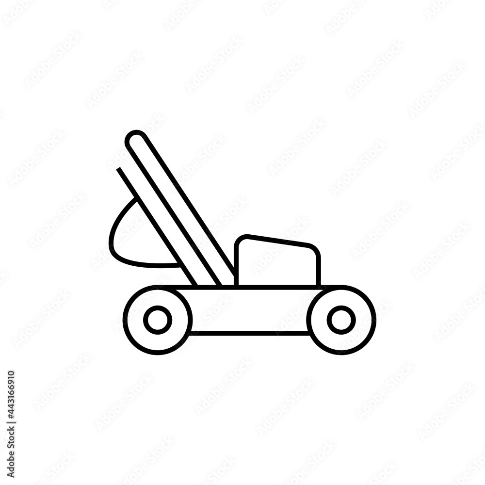 Lawn mower icon in flat black line style, isolated on white background Lawn mower icon in flat black line style, isolated on white background