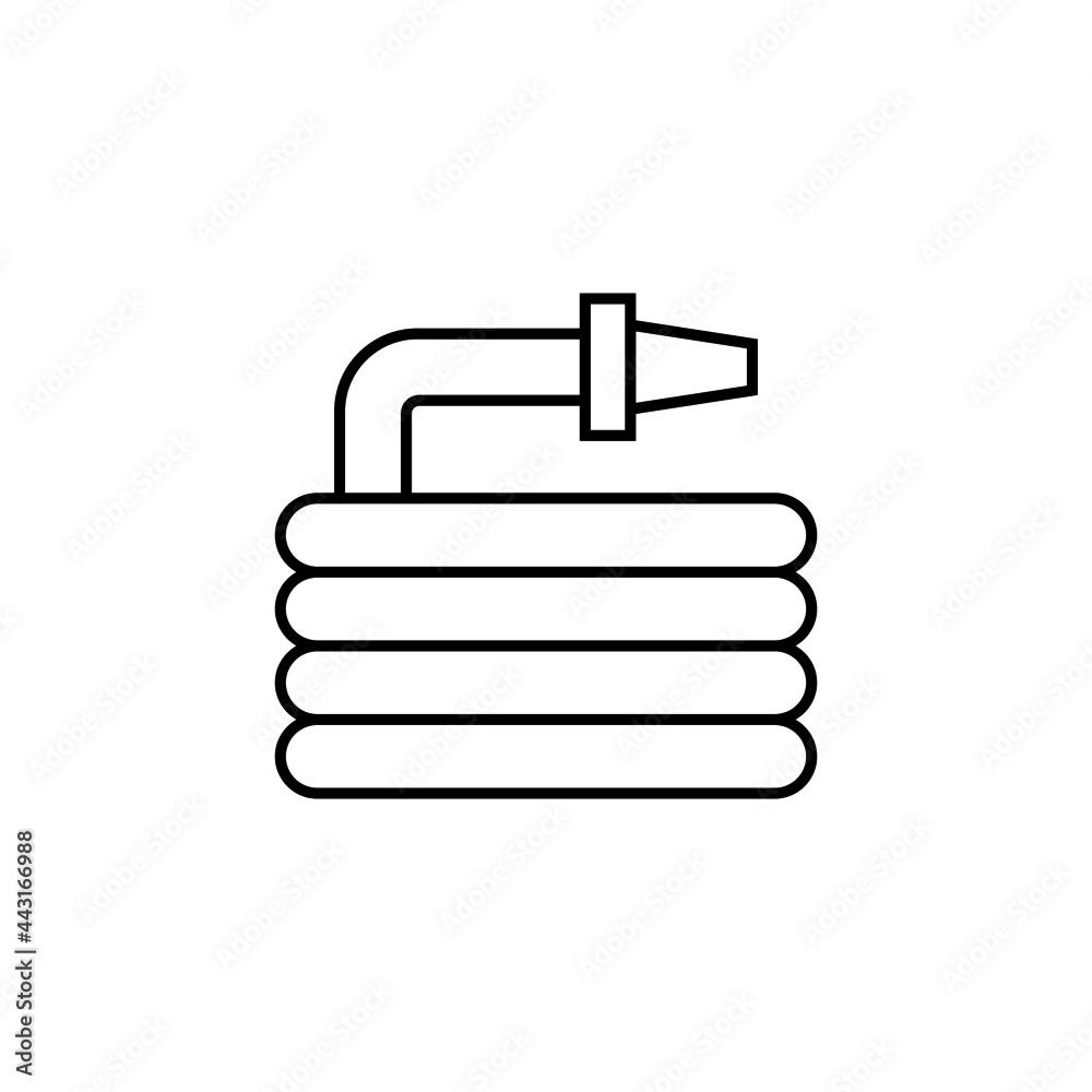 Garden hose icon in flat black line style, isolated on white background Garden hose icon in flat black line style, isolated on white background