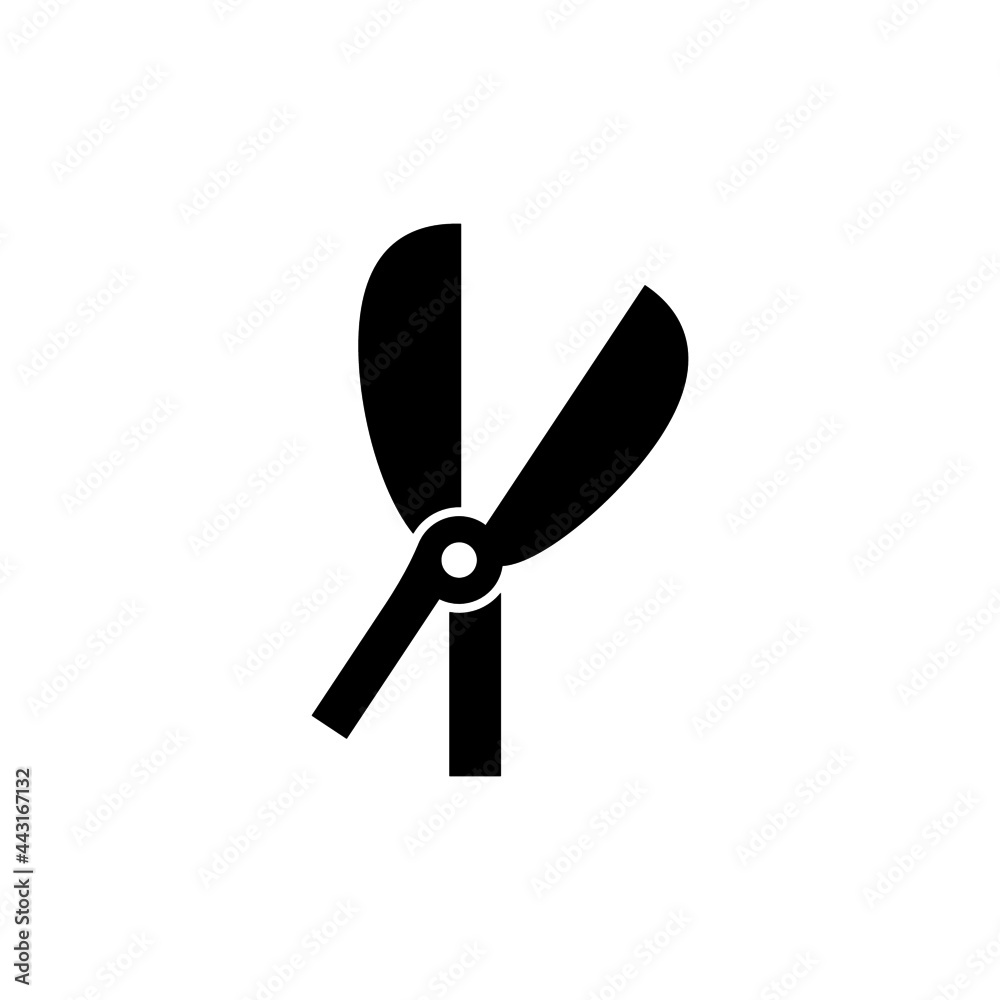 Garden scissor icon in solid black flat shape glyph icon, isolated on white background 
