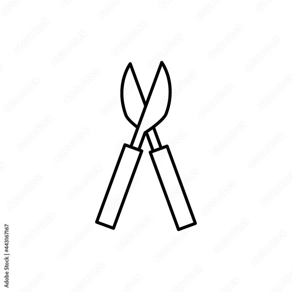 Garden scissor icon in flat black line style, isolated on white background Garden scissor icon in flat black line style, isolated on white background