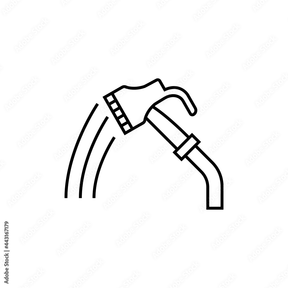 Hose watering garden icon in flat black line style, isolated on white background Hose watering garden icon in flat black line style, isolated on white background