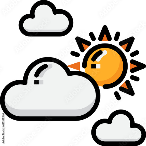 partly cloudy color outline icon