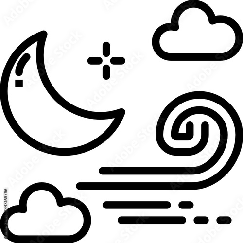 windy night outline icon