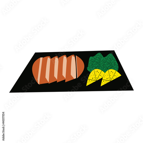 Simple illustration design of traditional japanese food set with local theme
